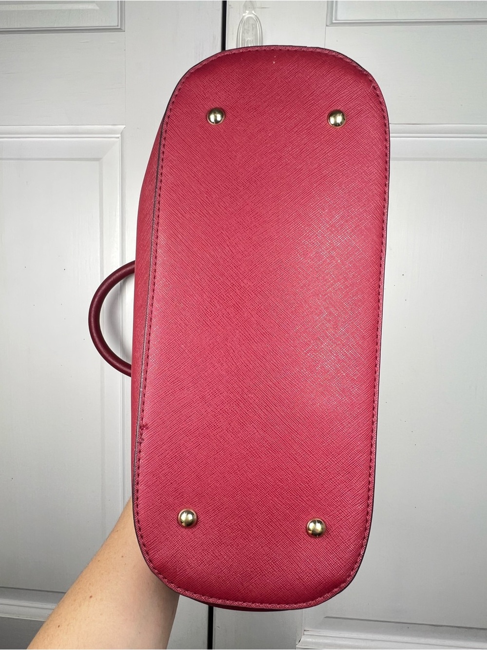 Anne Klein Satchel Vegan Leather Gold Tone Lion Logo Wine Red Color - Picture 4 of 10